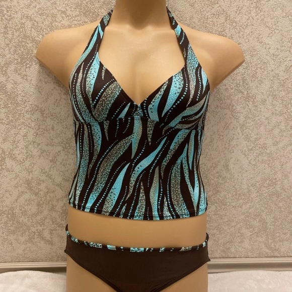 St. John's Bay Aqua and Chocolate Bikini - Picture 1 of 16